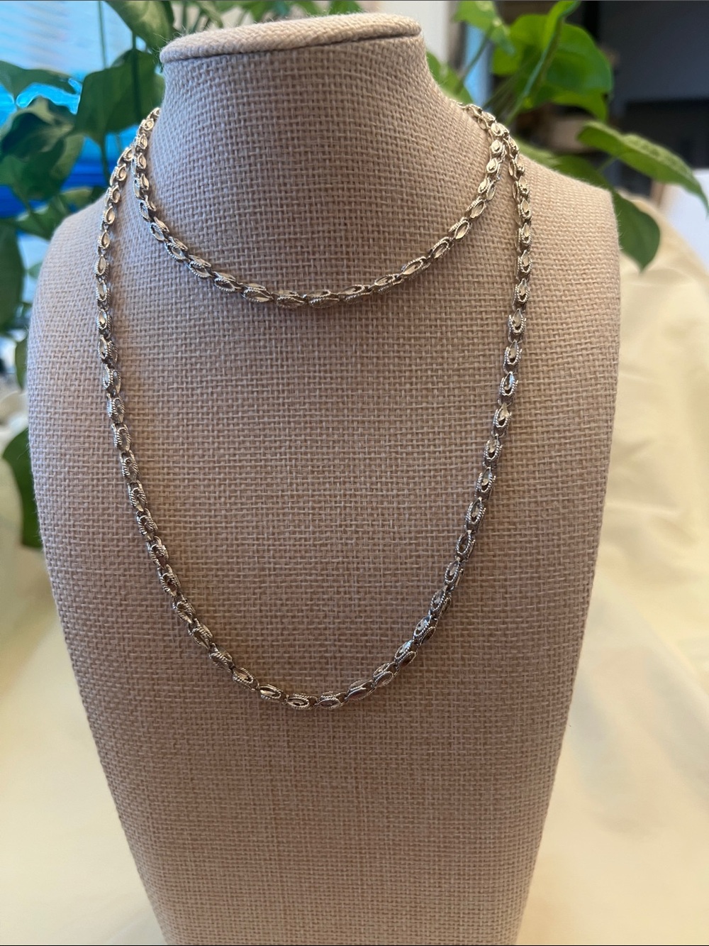 Sterling Silver Twisted Link Necklace 30”